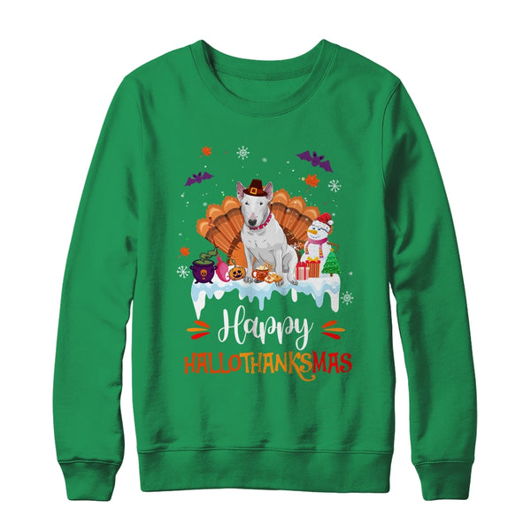 Bull Terrier HalloThanksMas Halloween Thanksgiving Christmas Crewneck Sweatshirt Irish Green 600x.jpg