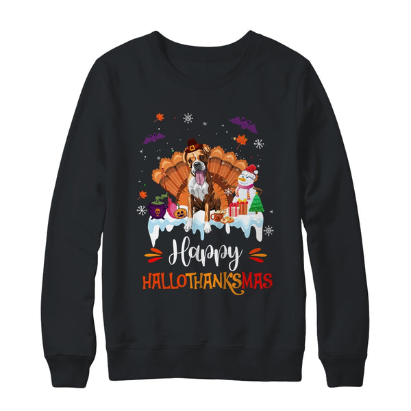 Boxer Happy HalloThanksMas Halloween Thanksgiving Christmas Crewneck Sweatshirt Black 600x.jpg