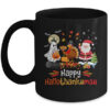 Happy Hallothanksmas Ghost Turkey Pumpkin Christmas Santa Mug 11oz Mug Black front 600x.jpg