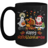 Happy Hallothanksmas Ghost Turkey Pumpkin Christmas Santa Mug 15oz Mug Black front 600x.jpg