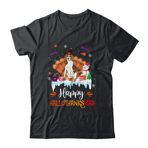 Beagle Happy HalloThanksMas Halloween Thanksgiving Christmas Classic T Shirt Black 600x.jpg