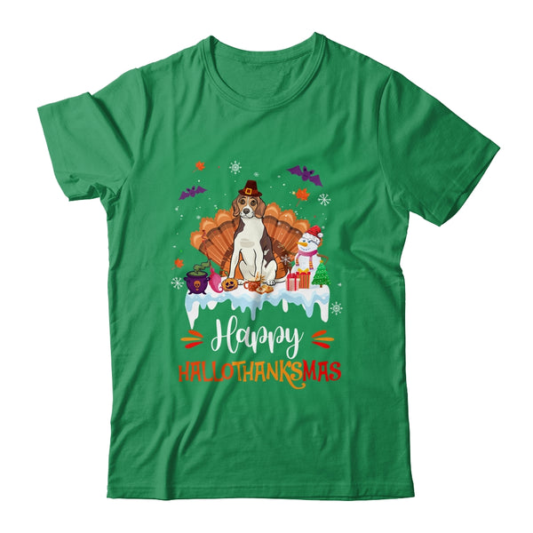 Beagle Happy HalloThanksMas Halloween Thanksgiving Christmas Classic T Shirt Irish Green 600x.jpg
