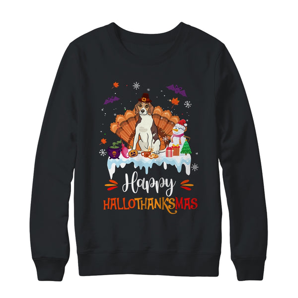 Beagle Happy HalloThanksMas Halloween Thanksgiving Christmas Crewneck Sweatshirt Black 600x.jpg