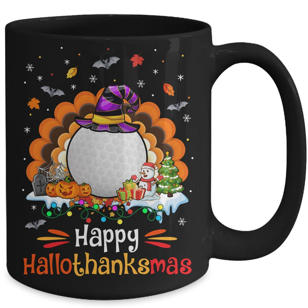 Golf Halloween Christmas Thanksgiving Hallothanksmas Mug 15oz Mug Black back 600x.jpg