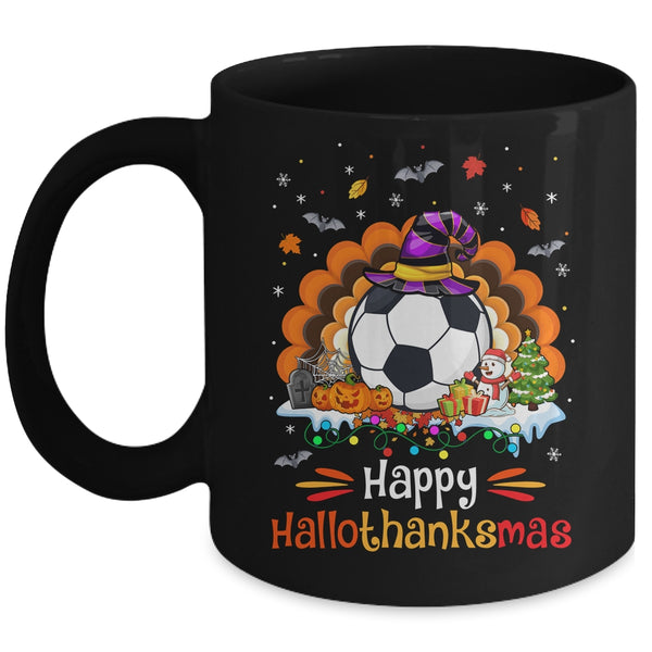 Soccer Halloween Christmas Thanksgiving Hallothanksmas Mug 11oz Mug Black front 600x.jpg