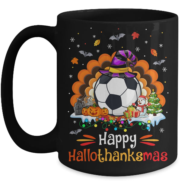 Soccer Halloween Christmas Thanksgiving Hallothanksmas Mug 15oz Mug Black front 600x.jpg