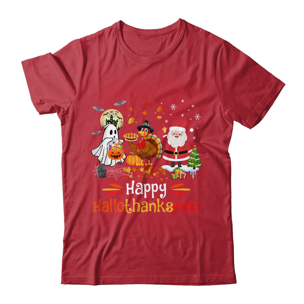 Happy Hallothanksmas Ghost Turkey Pumpkin Christmas Santa Classic T Shirt Red 600x.jpg
