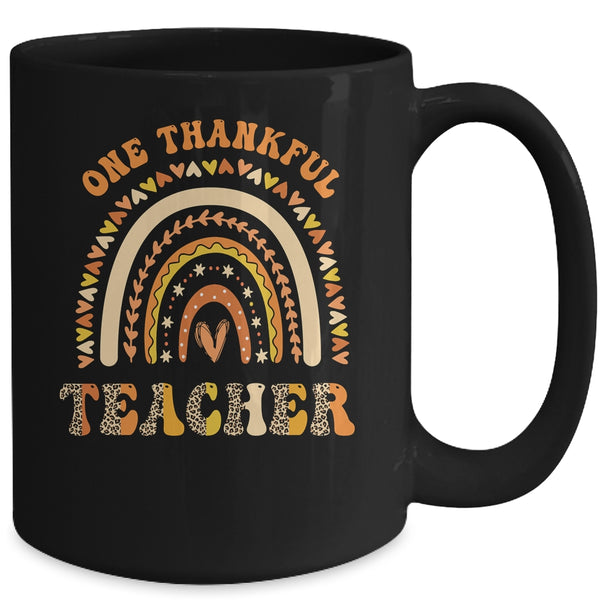 One Thankful Teacher Leopard Rainbow Groovy Thanksgiving Mug 15oz Mug Black back 600x.jpg