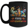 Happy Hallothanksmas T Rex Dinosaur Halloween Christmas Mug 15oz Mug Black front 600x.jpg