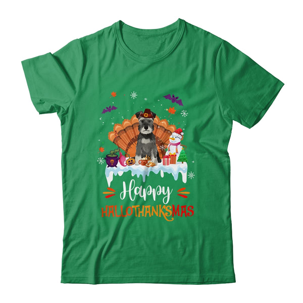 Schnauzer HalloThanksMas Halloween Thanksgiving Christmas Classic T Shirt Irish Green 600x.jpg