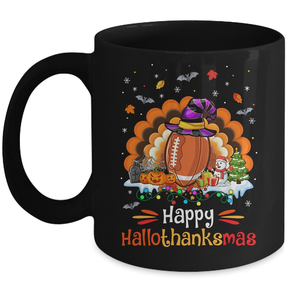Football Halloween Christmas Thanksgiving Hallothanksmas Mug 11oz Mug Black front 600x.jpg