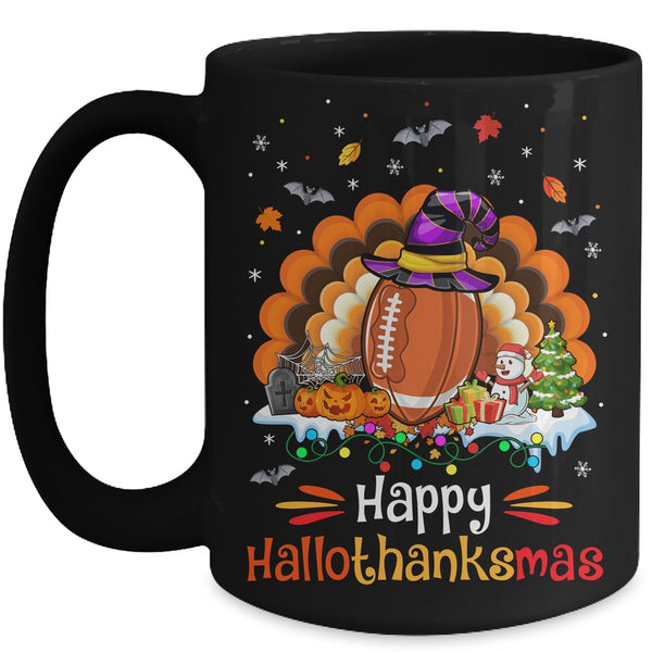 Football Halloween Christmas Thanksgiving Hallothanksmas Mug 15oz Mug Black front 600x.jpg