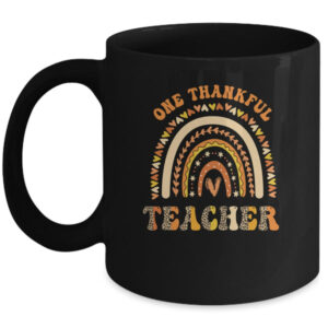 One Thankful Teacher Leopard Rainbow Groovy Thanksgiving Mug 11oz Mug Black front 600x 1.jpg
