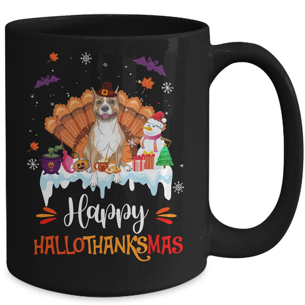 Pitbull HalloThanksMas Halloween Thanksgiving Christmas Mug 15oz Mug Black back 600x.jpg
