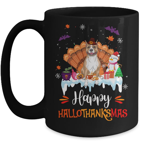 Pitbull HalloThanksMas Halloween Thanksgiving Christmas Mug 15oz Mug Black front 600x 1.jpg