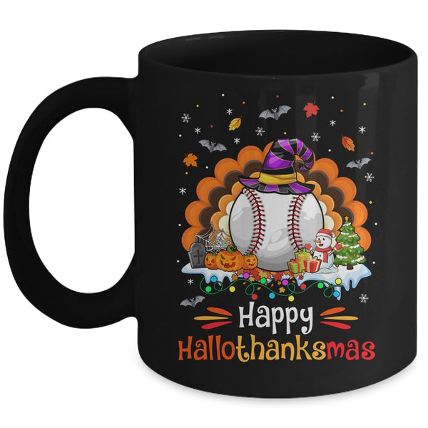 Baseball Halloween Christmas Thanksgiving Hallothanksmas Mug 11oz Mug Black front 600x.jpg