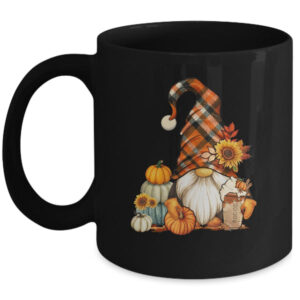 Cute Holiday Gnome For Thanksgiving With Fall Pumpkin Spice Mug 11oz Mug Black front 600x.jpg