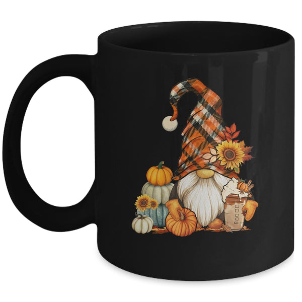 Cute Holiday Gnome For Thanksgiving With Fall Pumpkin Spice Mug 11oz Mug Black front 600x.jpg