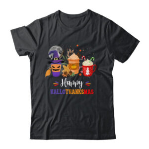 Happy Hallothanksmas Coffee Latte Halloween Thanksgiving Classic T Shirt Black 600x.jpg