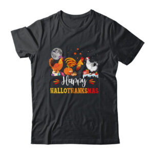 Happy Hallothanksmas Chicken Xmas Thanksgiving Halloween Classic T Shirt Black 600x.jpg