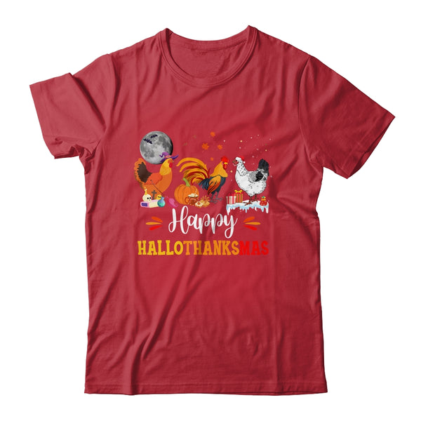 Happy Hallothanksmas Chicken Xmas Thanksgiving Halloween Classic T Shirt Red 600x.jpg