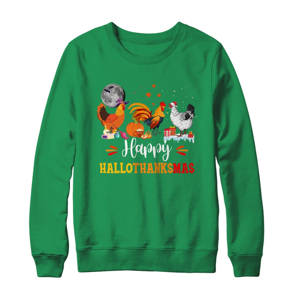 Happy Hallothanksmas Chicken Xmas Thanksgiving Halloween Crewneck Sweatshirt Irish Green 600x.jpg