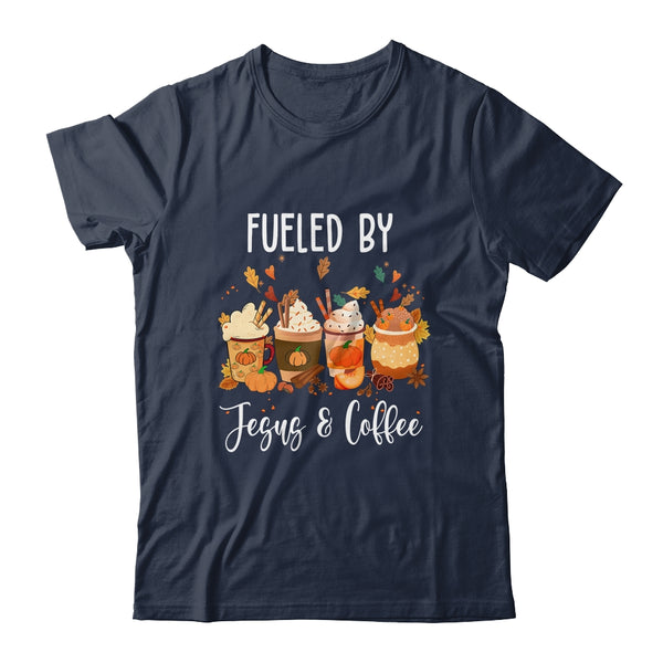 Funny Fueled By Coffee Jesus Caffeine Lover Thanksgiving Day Classic T Shirt Navy 600x.jpg