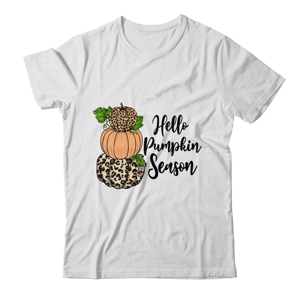 Hello Pumpkin Season Leopard Autumn Season Lovers Fall Classic T Shirt White 600x.jpg