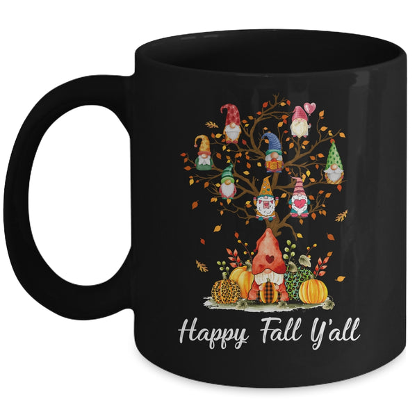 Happy Fall Yall Gnomes Pumpkin Autumn Tree Thanksgiving Mug 11oz Mug Black front 600x.jpg