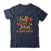 Fall For Jesus He Never Leaves Autumn Christian Prayers Classic T Shirt Navy 600x.jpg