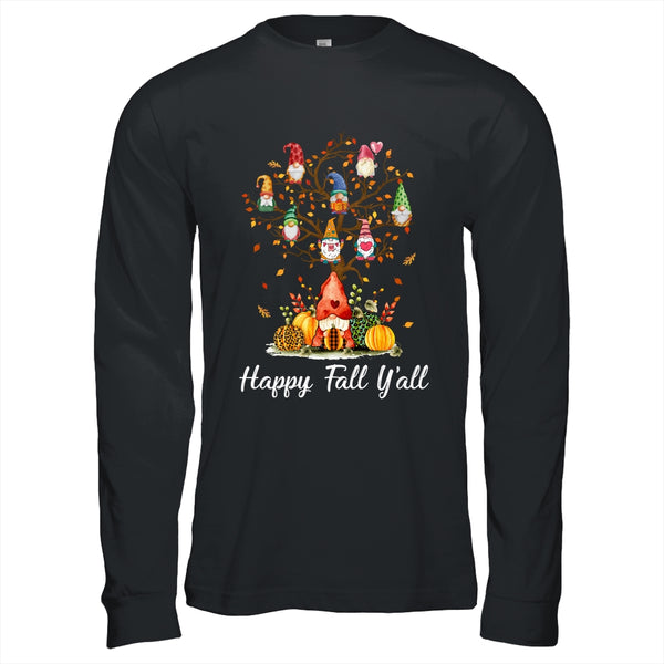 Happy Fall Yall Gnomes Pumpkin Autumn Tree Thanksgiving Long Sleeve T Shirt Black 600x.jpg