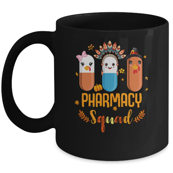 Funny Pharmacy Squad Thanksgiving Thankful Turkey Pharmacist Mug 11oz Mug Black front 600x.jpg