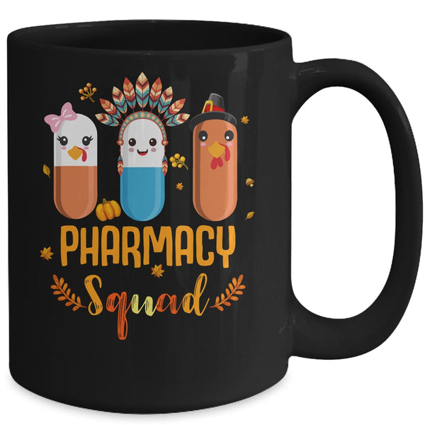 Funny Pharmacy Squad Thanksgiving Thankful Turkey Pharmacist Mug 15oz Mug Black back 600x.jpg