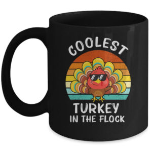 Coolest Turkey In The Flock Thanksgiving Boys Kids Mug 11oz Mug Black front 600x.jpg