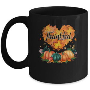 Happpy Thanksgiving Day Autumn Fall Maple Leaves Thankful Mug 11oz Mug Black front 600x.jpg