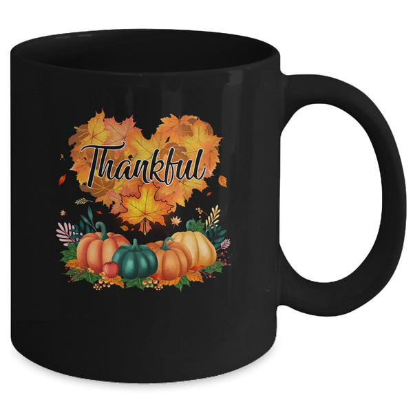Happpy Thanksgiving Day Autumn Fall Maple Leaves Thankful Mug 11oz Mug Black back 600x.jpg