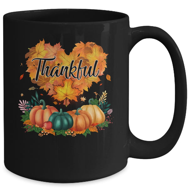 Happpy Thanksgiving Day Autumn Fall Maple Leaves Thankful Mug 15oz Mug Black back 600x.jpg