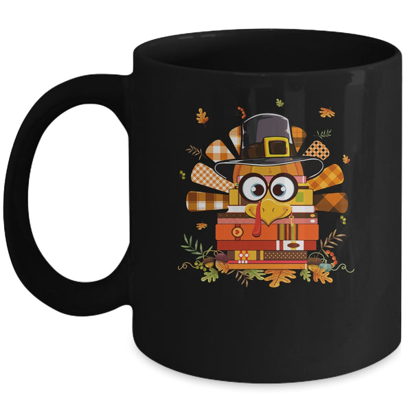 Librarian Book Lover Reader Funny Turkey Thanksgiving Autumn Mug 11oz Mug Black front 600x.jpg