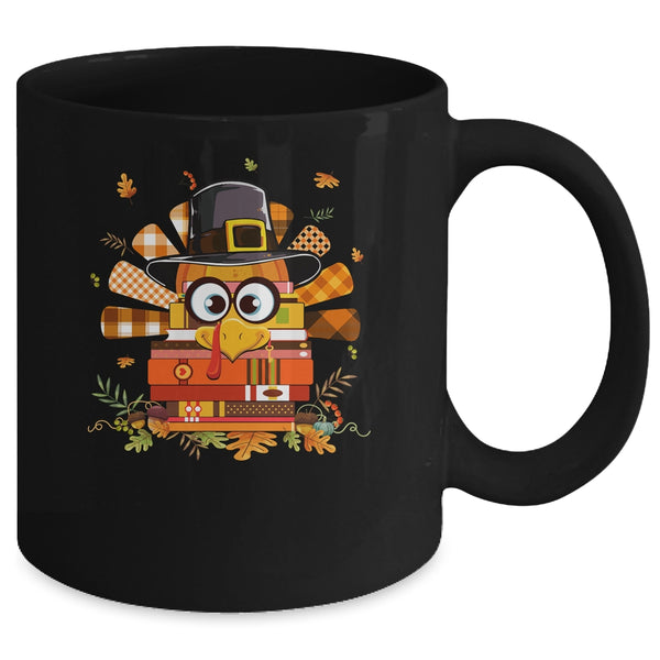 Librarian Book Lover Reader Funny Turkey Thanksgiving Autumn Mug 11oz Mug Black back 600x.jpg