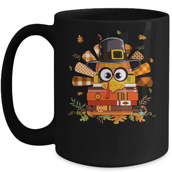 Librarian Book Lover Reader Funny Turkey Thanksgiving Autumn Mug 15oz Mug Black front 600x.jpg