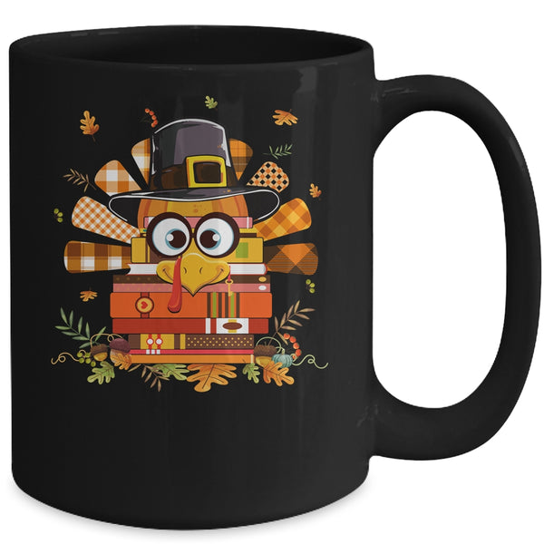 Librarian Book Lover Reader Funny Turkey Thanksgiving Autumn Mug 15oz Mug Black back 600x.jpg