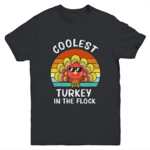Coolest Turkey In The Flock Thanksgiving Boys Kids Youth Youth T Shirt Black 600x.jpg