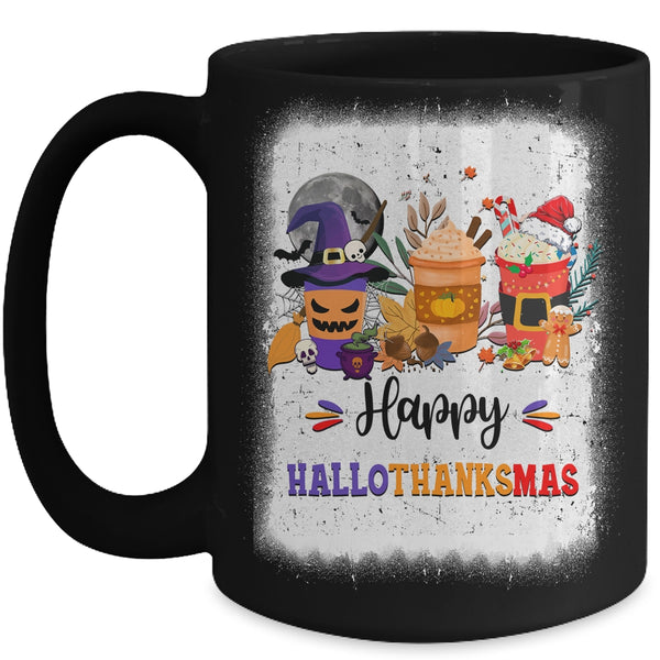 Halloween Thanksgiving Christmas Happy Hallothanksmas Coffee Mug 15oz Mug Black front 600x.jpg
