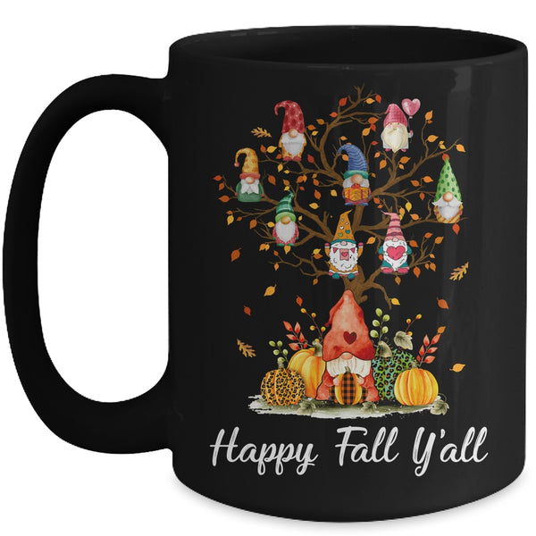 Happy Fall Yall Gnomes Pumpkin Autumn Tree Thanksgiving Mug 15oz Mug Black front 600x 1.jpg
