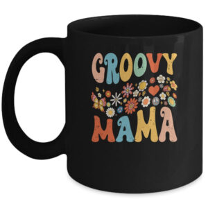 Funny Retro Groovy Birthday Family Matching Cute Groovy Mama Mug 11oz Mug Black front 600x.jpg