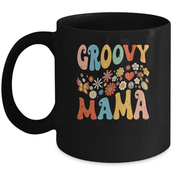 Funny Retro Groovy Birthday Family Matching Cute Groovy Mama Mug 11oz Mug Black front 600x.jpg