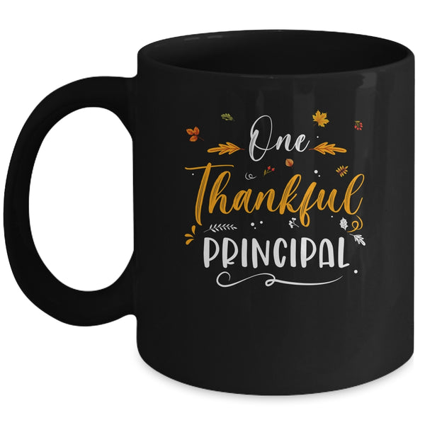 One Thankful School Principal Fall Thanksgiving Mug 11oz Mug Black front 600x.jpg