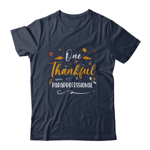 One Thankful School Paraprofessional Fall Thanksgiving Classic T Shirt Navy 600x.jpg