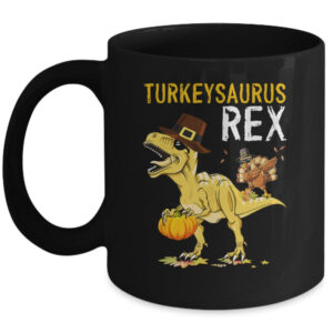 Turkeysaurus Rex Dab Turkey Dino Toddler Boys Thanksgiving Mug 11oz Mug Black front 600x.jpg