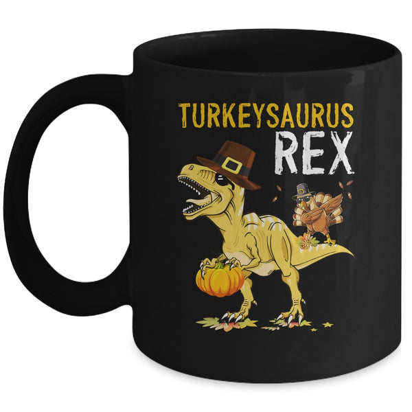 Turkeysaurus Rex Dab Turkey Dino Toddler Boys Thanksgiving Mug 11oz Mug Black front 600x.jpg